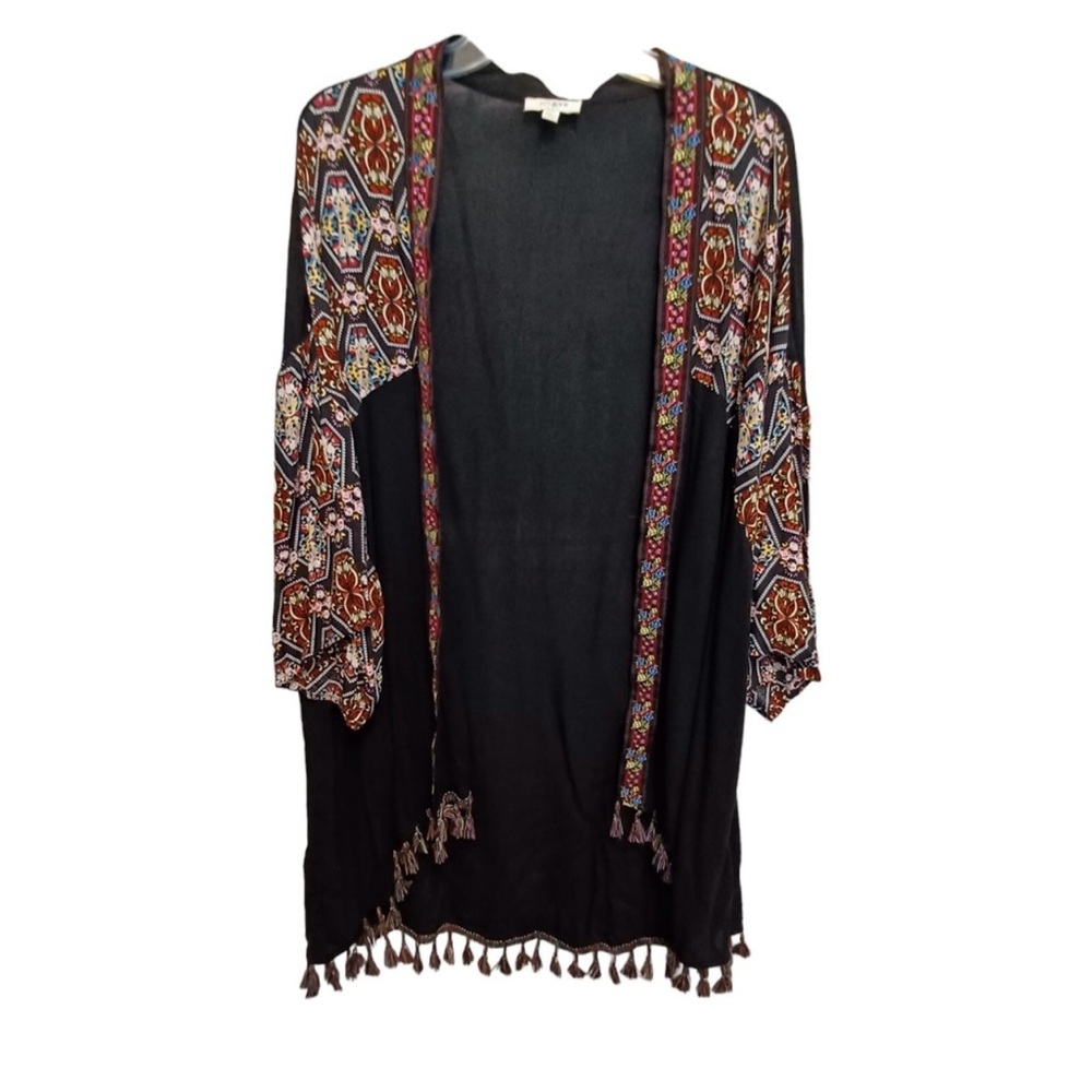 Umgee Black Kimono with Vibrant Embroidery